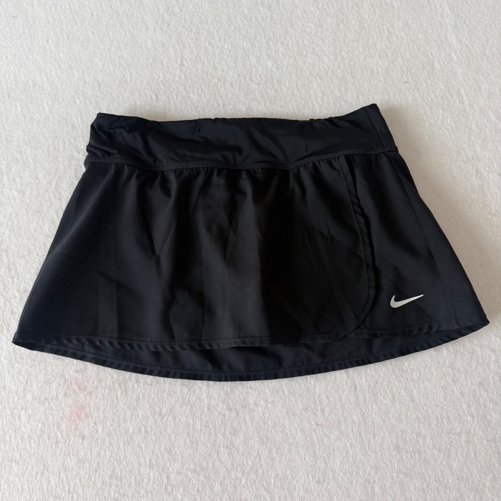 Nike Athletic Skort Women Small Black Built-in Liner Zipper Pocket